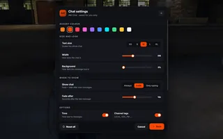 Chat settings, in game